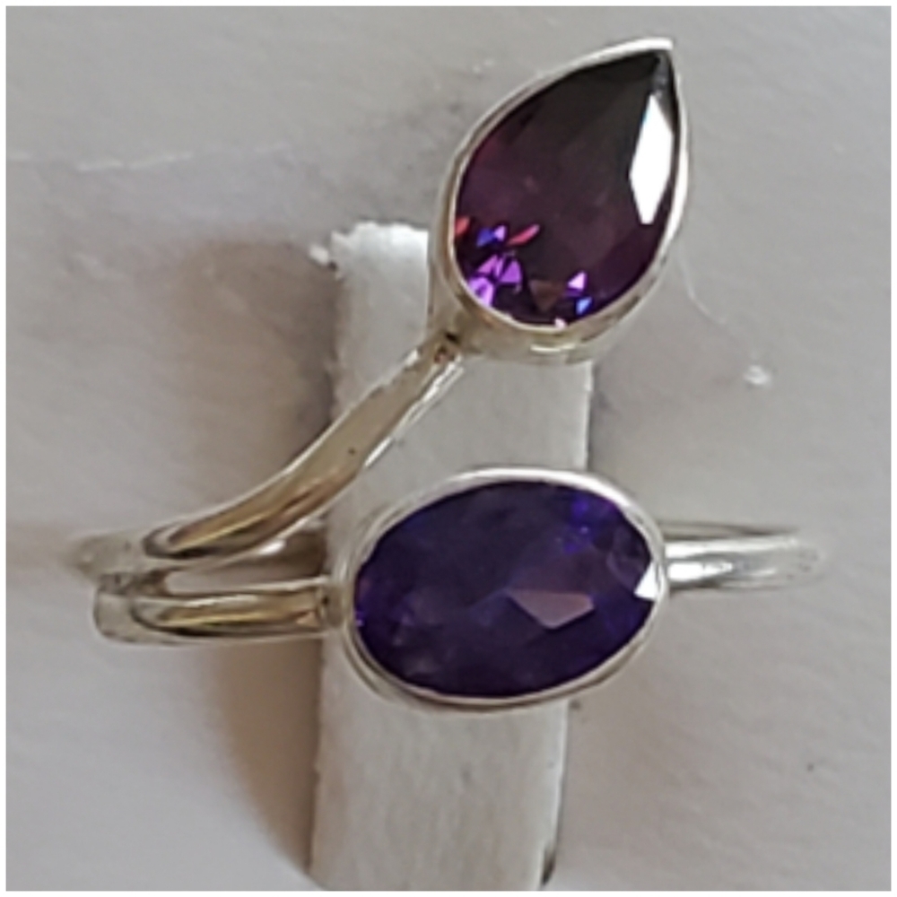 Genuine 2ct Amethyst Bypass Ring Size 6.5